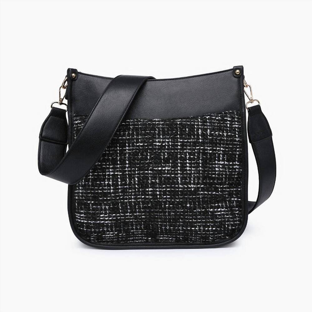 NEW JEN & CO. women's kate crossbody bag in tweed black